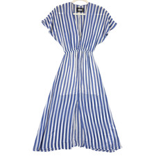 Reformation Dress Womens XS Blue Striped V Neck Midi Dolman Sleeve Sundress