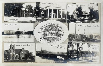 St. Charles IL Illinois Multiview Kane County RPPC Photo Postcard COPY