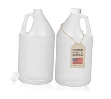 2 Pack 1 Gallon Reusable Plastic Jugs, Ergonomic Handle with Child Resistant