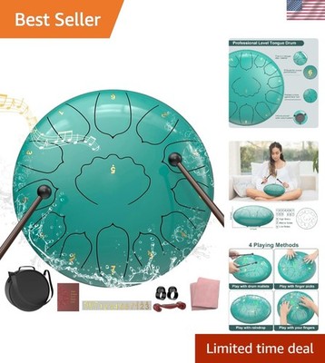 D Major Steel Tongue Drum Handpan, 12 Inch 13 Note Rain Drum for Outside Gard...