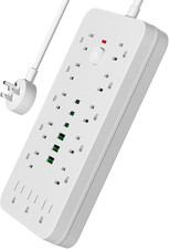 Surge Protector Power Strip 10 FT Flat Plug 1875W/10A 13 Multiple AC Outlets 3