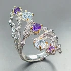 Handmade ring Natural Blue Topaz Ring 925 Sterling Silver Size 6 /R462163