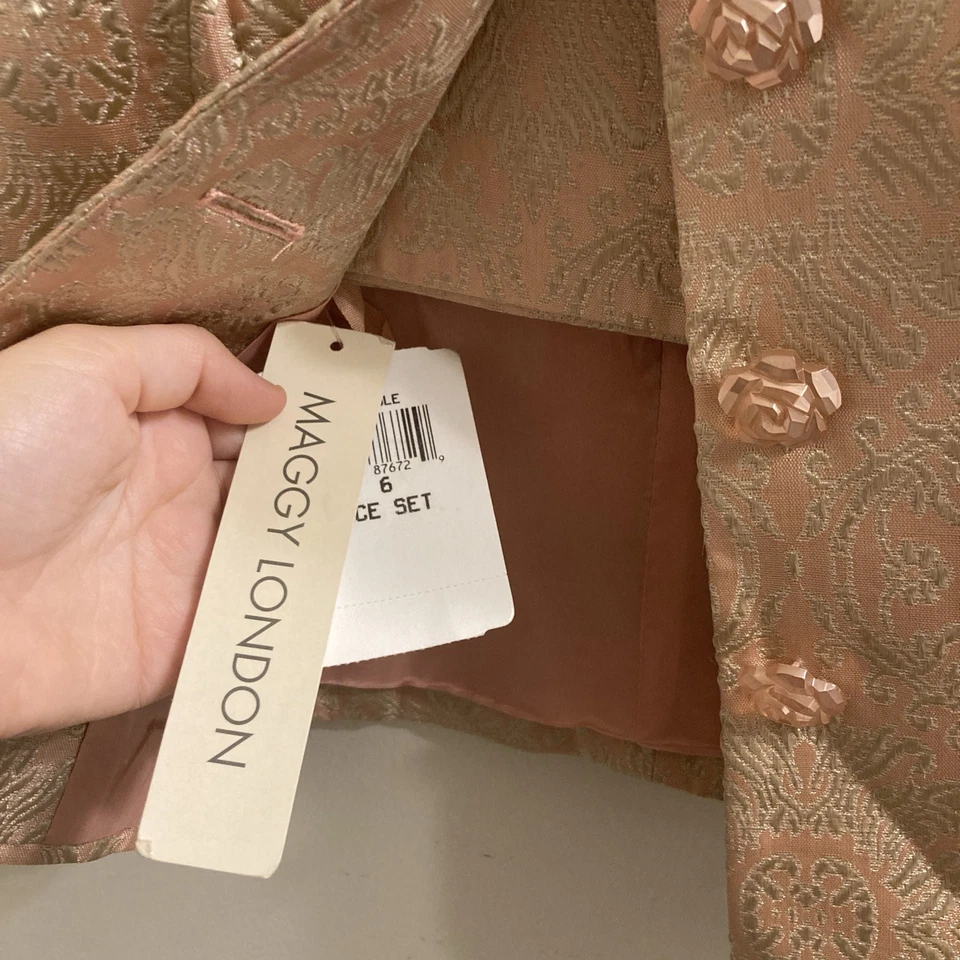 Maggy London Acetate розовый юбка костюм комплект женщин 6 парчи металлический - Изображение 3 из 4