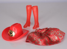 Mattel Barbie Zubehör - Western Cowboy Hut Rock Stiefel rot Pferd reiten Puppe