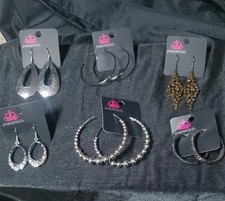 Paparazzi Mixed Lot Fashion Earrings 6 Pairs Silver/Gold/Black Sim Rhinestone