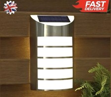 SOLAR AUTOMATIC SENSORS SECURITY LIGHT OUTDOOR SILVER WALL MOUNTED GARDEN LAMP