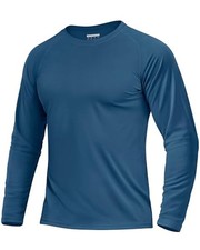 Men's UPF 50 Sun Protection UV SPF Shirts Long Sleeve Small Blue Grey