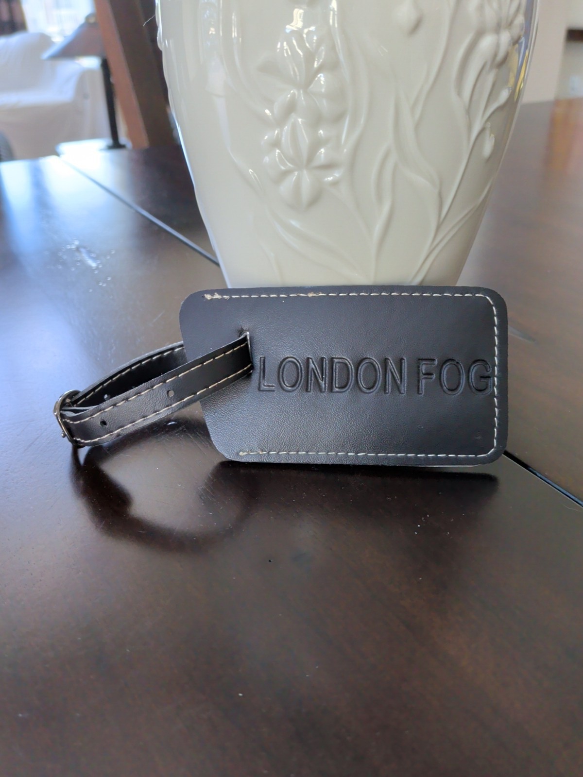 Baggage Tag Travel Accessory Brown Faux Leather