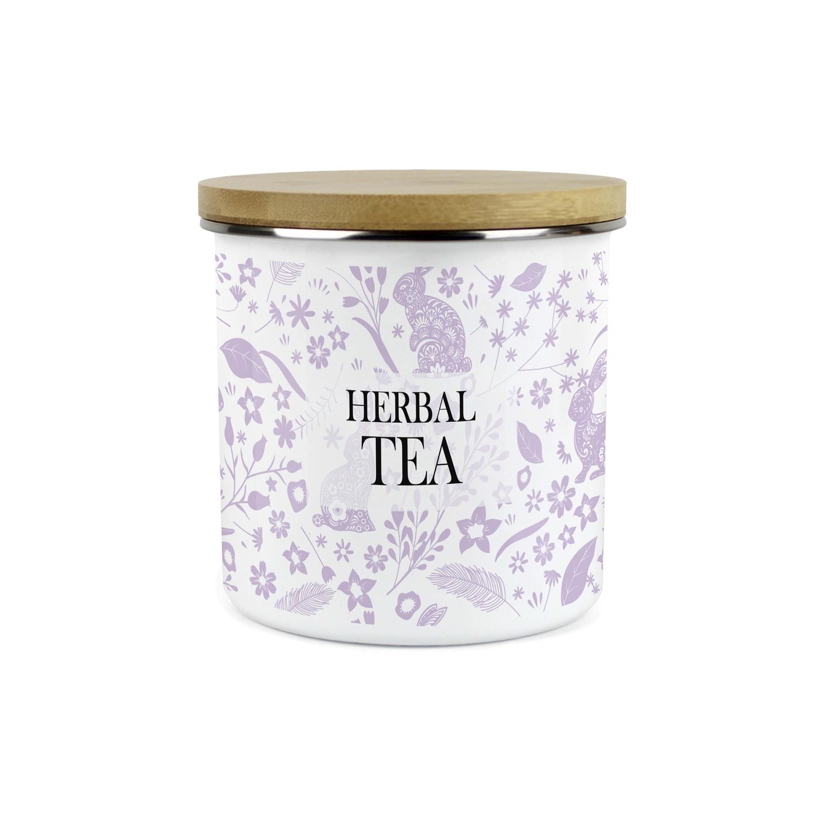 Wild Rabbits Herbal Tea Storage Canister - Lilac Enamel Food/Drink Container