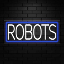 Robots Neon Sign for Retail Displays | LED Flex Neon | 24"W x 10"H x 1"D