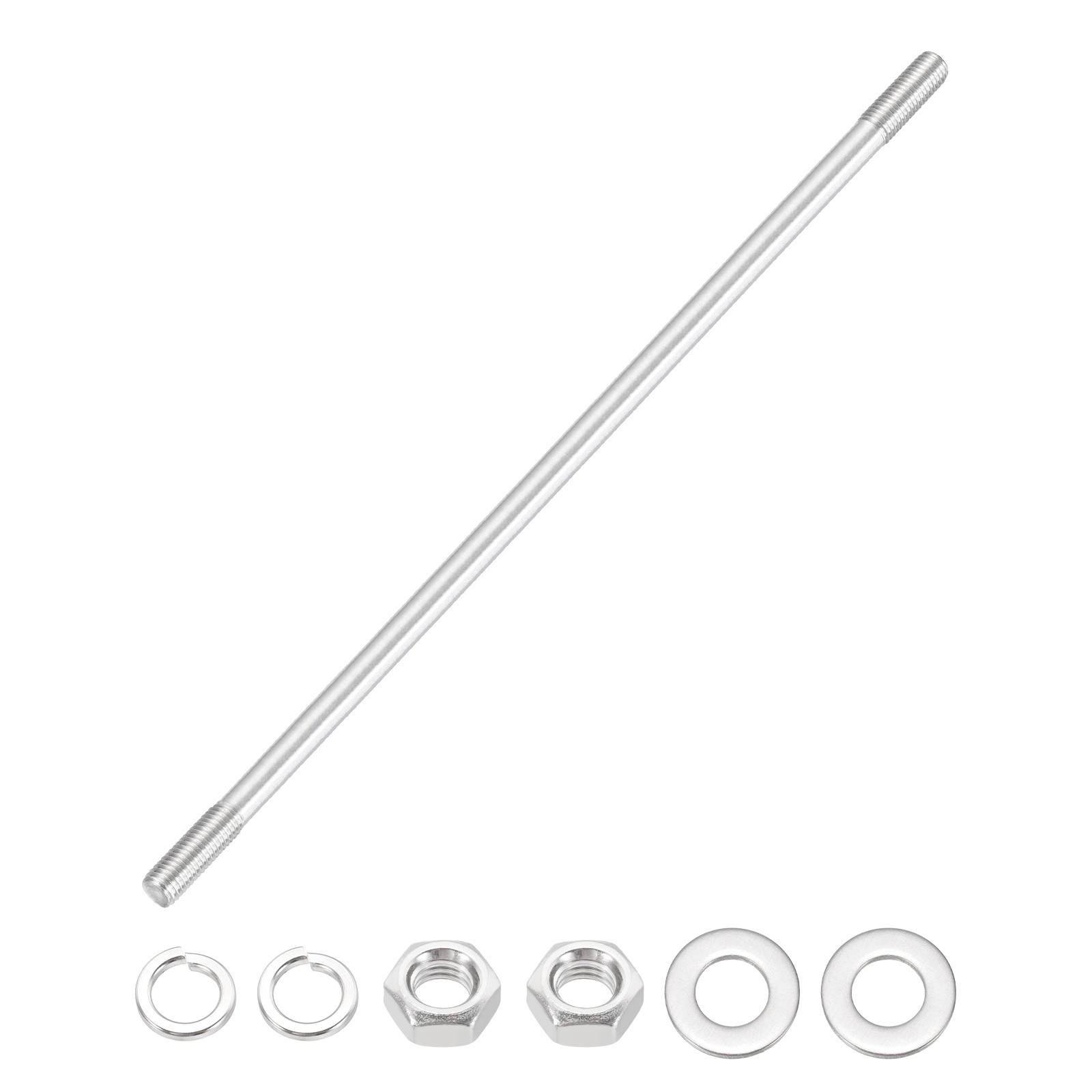 1Set M12x350mm Double Ended Stud Screws,304 Stainless Steel Rod with Nut Washer