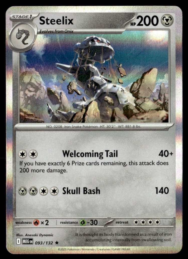 steelix pokemon card value stage 1 (125) 2023 Par EN-Paradox Rift Exclusive Mega Evolution Steelix card Steelix RARE HOLO FOIL REFRACTOR