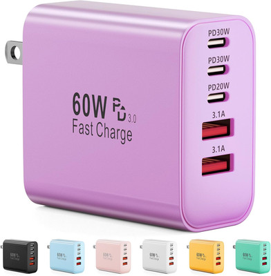 USB C Charger Block, 60W 5-Port Type C Charger Fast Charging Block, USBC USB Mul