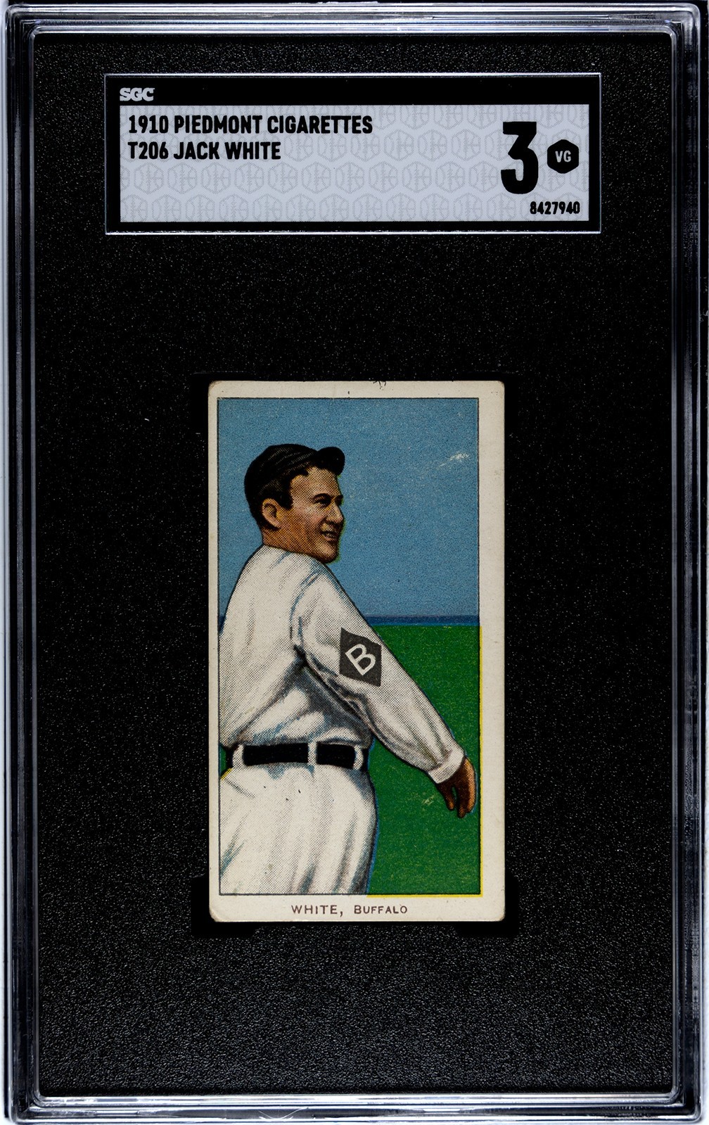 1910 - T206 -Jack White 350 Piedmont Back Buffalo SGC 3 VG NO CREASES