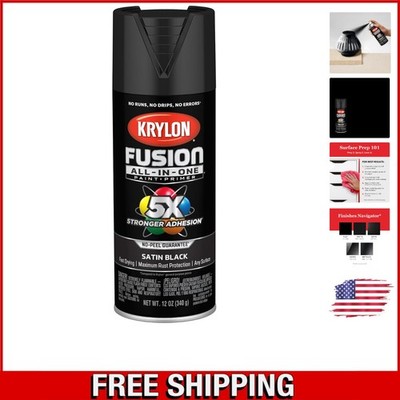 Elite Fusion All-In-One Adhesive Spray Paint, 12oz - Indoor/Outdoor Use, Black