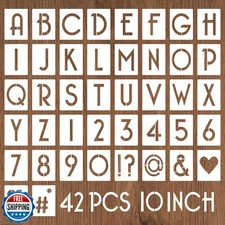 YEAJON 10 Inch Letter Stencils and Numbers, 42 Pcs Alphabet Drawing Stencils,