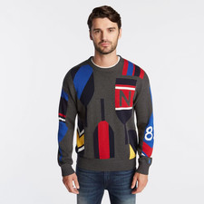 NWOT Y2K Nautica Blue Sail 1983 Multicolor Sailing Paddle Knit Sweater Sz M 148