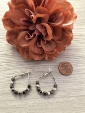 Ohrcreolen silber  Würfelperlen 25mm