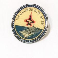 Aircraft Carrier USS George H W Bush Freedom at Work CVN 77 Lapel Pin 1