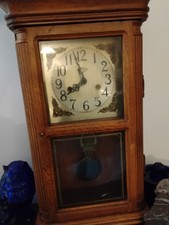 Orologio da salotto centenario in rovere massello D&A con pendolo, chiave, carillon, funzionante! 28"