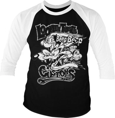 Looney Tunes Customs Baseball 3/4 Sleeve Tee T-Shirt White-Black - Bild 1 von 2
