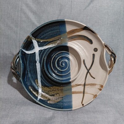 Christopher Bragg Studio Pottery Stoneware Chip and Dip 13  Serving Platter