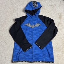 The Batman Young Adult Boys Full Zip Hoodie Jacket Large Blue