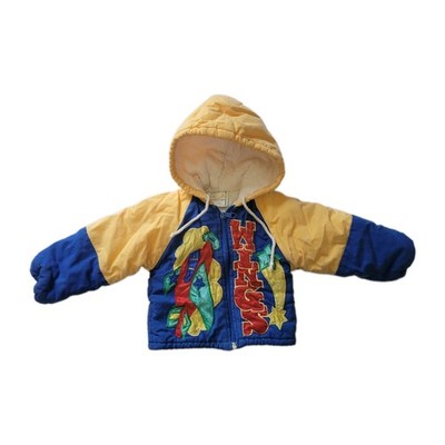 VTG Tuff Cookies Baby 12M Sporty Airplane Wings Puffer Colorful Varsity Jacket