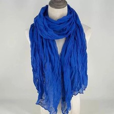 Womens Long Soft Scarf Sheer Solid Stole Neck Scarves Holiday Wrap Shawl Blue