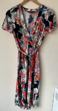 Dorothy Perkins size 12 faux wrap summer dress belt red summer holiday midi Work