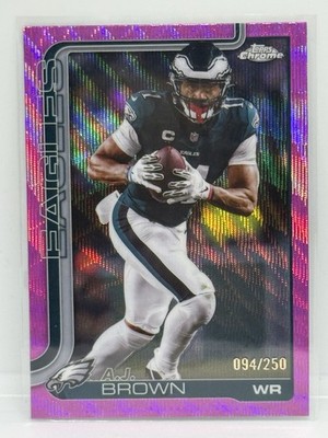 2025 Topps Chrome Football Aj Brown Pink Wave /250 #243 Eagles