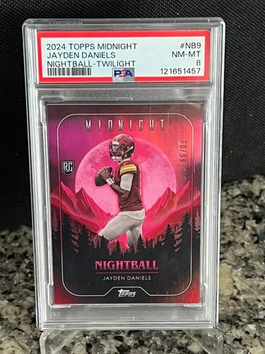 2024 Topps Midnight - Nightball Jayden Daniels Twilight SP Rookie 80/99 PSA 8