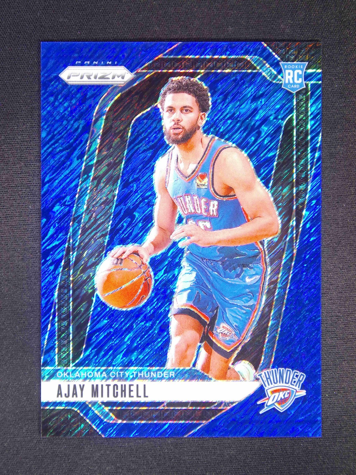 2024-25 Panini Prizm Ajay Mitchell #226 RC Rookie Blue Shimmer FOTL /35