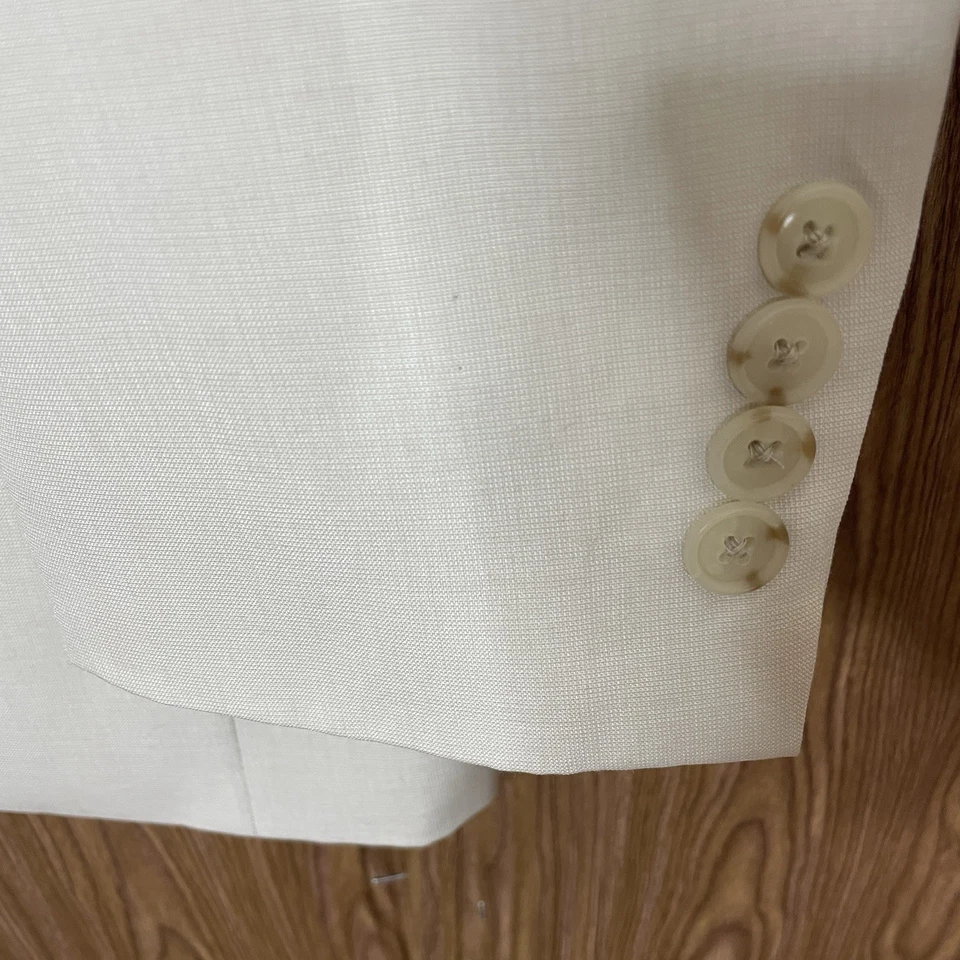 Traje Stafford 2 Piezas Hombre 42R 34x30 Blanco Sólido 100% Poliéster Dos Botones Foto 4 de 4