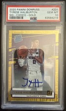 2020 Panini Donruss Tyrese Haliburton #231 Signature Choice Gold /10 Auto PSA 10