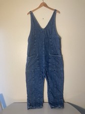 Free People We The Free Denim Overalls Slouchy High Roller Pockets Size M
