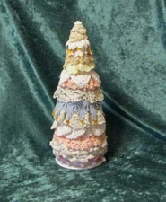 Crochet and Doily Tree 11.5" pastel colors, tabletop display