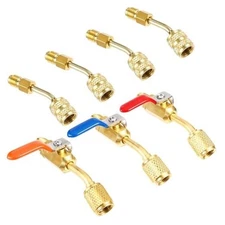 7pcs Air Conditioning Refrigerant Compact Ball Valve 1/4’’SAE, Low Loss 