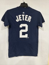 New York Yankees T Shirt 2 Jeter Men s Size Small Navy Blue Majestic NWT