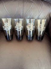 Four (4) Vintage Brown Libbey Drinking Glasses with Pfaltzgraff Design Estate