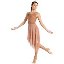 Lyrical Dance Costume Dress Petal Pink Adult Large 12/14 Mesh Asymmetric Hem