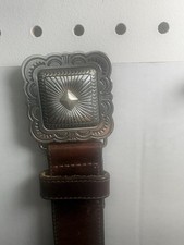 Vintage Brighton Brown Belt Silver Medallions Western Style 1992 Small 42303
