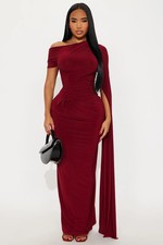 After Thought Asymmetrical Draped Maxi Dress-Fashion Nova|36272