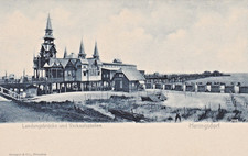 Historische AK Insel Usedom - Heringsdorf - Strand mit Kaiser Wilhelm Brücke
