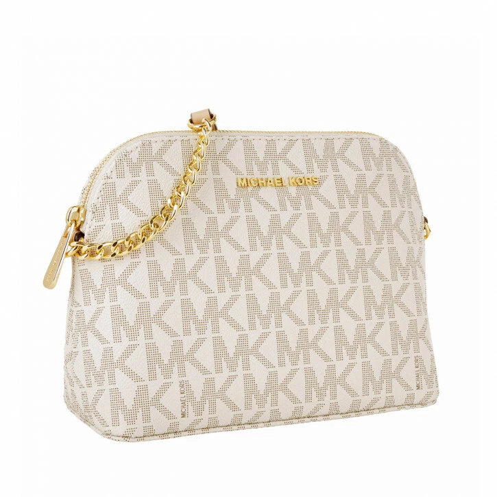 Michael Kors Emmy Cindy Large Logo Dome Crossbody Bag Vanilla MK