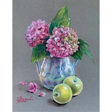 Blue Hydrangea Painting Bouquet Flowers Artwork Original Pastel Art Realism