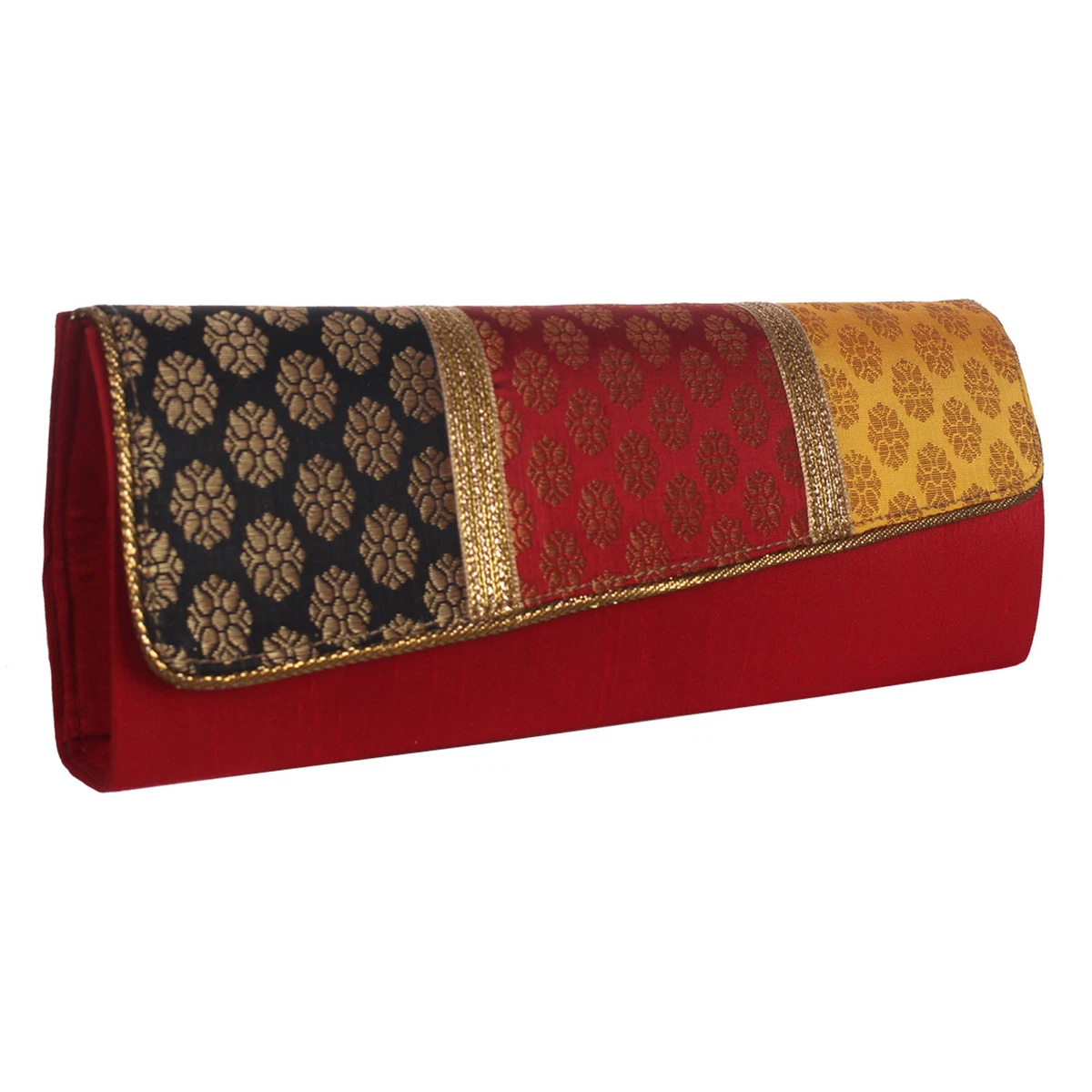 Multi color top clutch purse