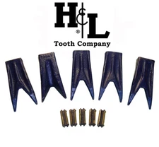 230TW H&L Tooth 23 230 Twin Tiger Bucket Teeth + 23FP Flexpins® (5 Pack), 230WT