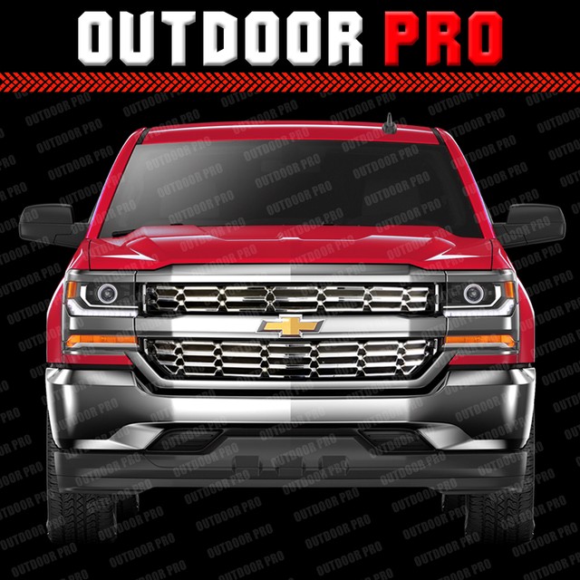 20162018 Chevy Silverado 1500 Grill Overlay Cover Inserts CHROME Grille Snap on eBay