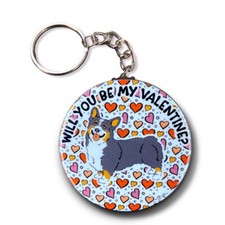 Tricolor Welsh Corgi Dog Valentines Day Heart Keychain Handmade Accessories Gift
